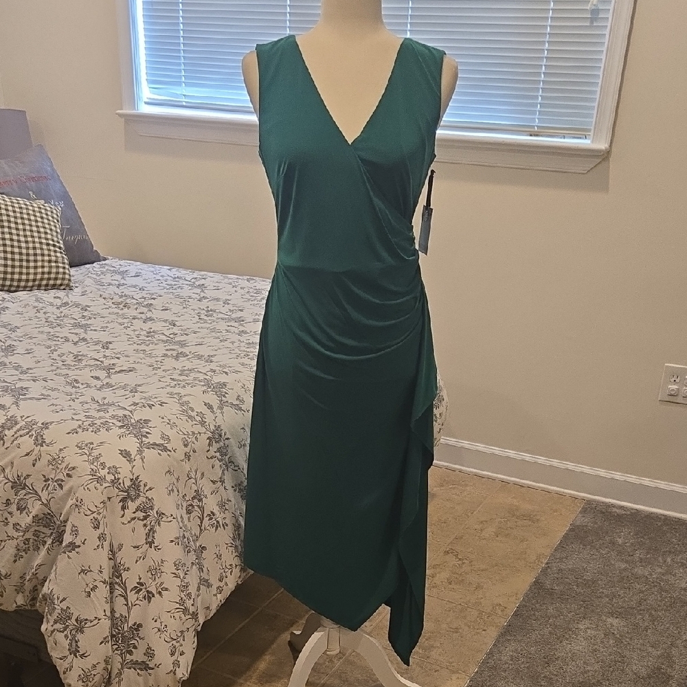 Elegant Kelly Green Sleeveless Asymetrical Dress